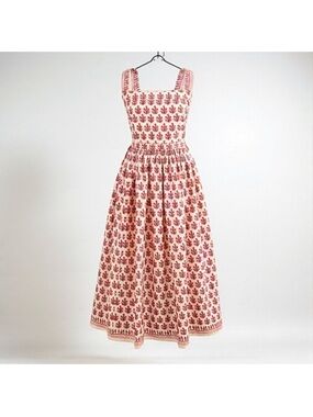 Sleeveless Pink Floral Print Midi Dress